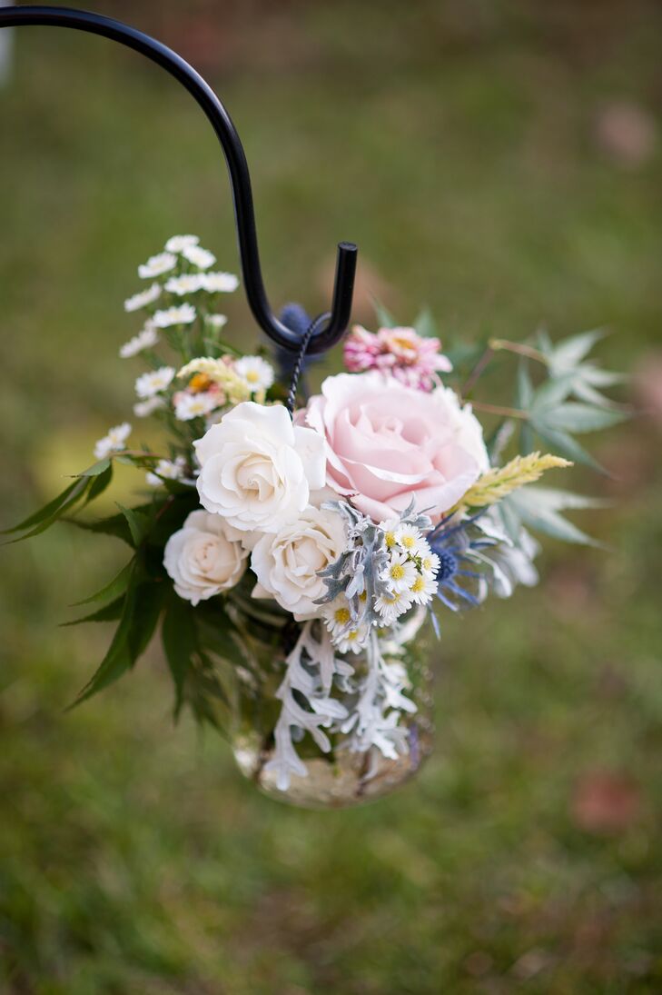 Hanging Rose Aisle Decor With Wildflowers