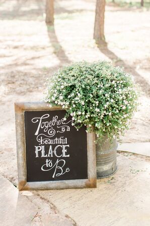 Black-and-White Chalkboard Sign and Baby's Breath