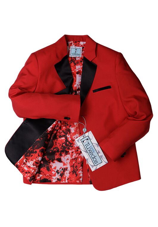 Little Tuxedos "Prodigy" Kids Red Tuxedo (5-Piece Set) Flower Girl Dress and Ring Bearer Outfit - 6