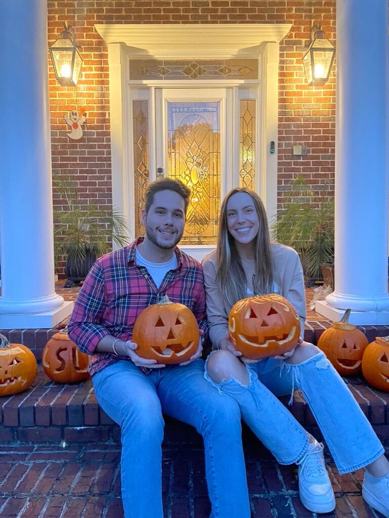 This memory is from a competitive pumpkin carving contest with family. October is always a special time of year for us because Halloween weekend is when we first met!
