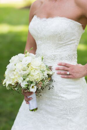 All-White Lisianthus and Hydrangea Bouquet