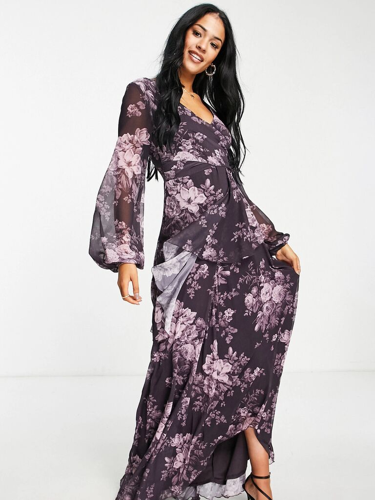 ASOS tall-friendly floral wedding guest dress for December, January or February weddings