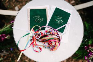 Emerald Green Vow Books for Miami Wedding