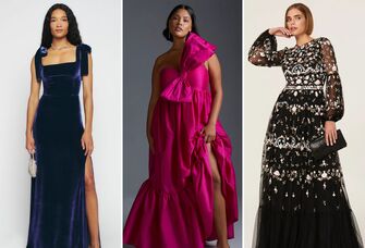 collage of three beautiful New Year's Eve wedding guest dress