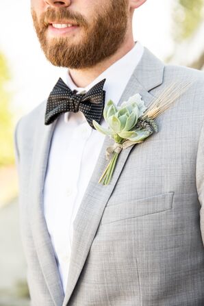 Succulent and Wheat Boutonniere