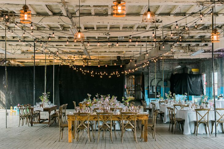 As a wedding photographer, Lauren had seen her fair share of weddings and she knew right from the get-go that she wanted the day to feel fun, laid-back, undeniably unique and personal. Having decided on a location to host the spring affair, the couple then set their sights on finding a venue with lots of character. The Portland Co., an elegant, industrial space along Portland, Maine’s historic waterfront was the perfect fit, providing Lauren and Dave with a unique backdrop and ample space for their day. “We both loved the style of the space,” says Lauren, “open, airy, industrial and lots of character. We knew there were so many possibilities and it would be unique.”