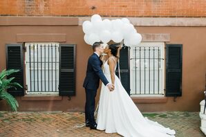 Couple Portraits with Balloons at the Kimpton Brice Hotel in Savannah, Georgia