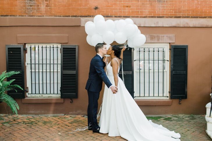 Couple Portraits with Balloons at the Kimpton Brice Hotel in Savannah, Georgia