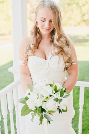 White Peony and Leaf Bouquet