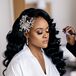 Bride With Embellished Hair Comb Getting Ready for Wedding
