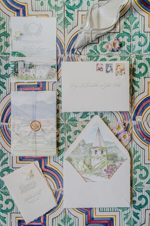 Romantic Invitation Suite With Venue Illustrations