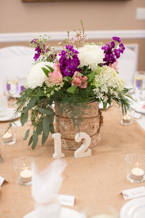 Natural Delphinium and Chrysanthemum Centerpiece