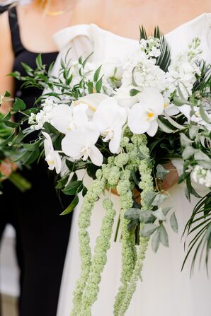 Cascading Bouquet With Greenery and Dendrobium Orchids