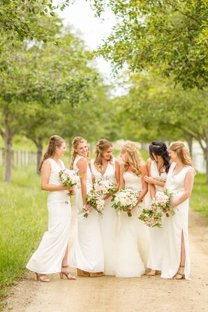 White Floor-Length Bridesmaid Dresses