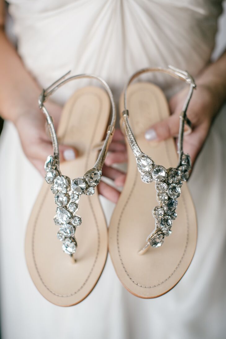 Crystal-Embellished Thong Sandals