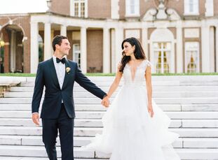 Christiana and Millet (Mel) looked to Europe to design their black-tie Long Island wedding. “We were inspired by old-world elegance,” Christiana says.