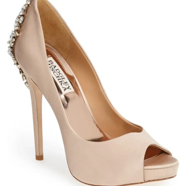 Nude stiletto heels with sparkly embellished back for wedding