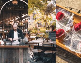 collage of pictures from Gallow Green at The McKittrick Hotel