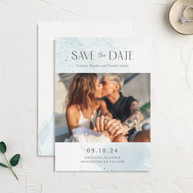 Romantic watercolor save-the-date cards