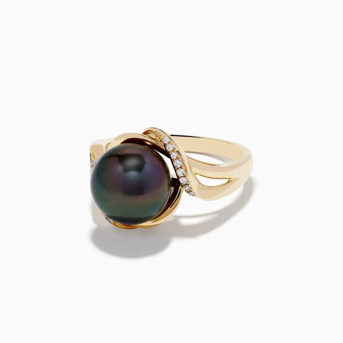 Diamond and Tahitian pearl engagement ring from Effy Jewelry