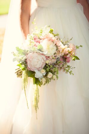 Pink and Ivory Bouquet with Peonies and Stock
