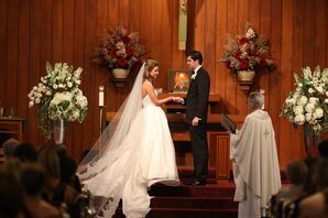 Dramatic Cathedral Veil at Church Ceremony