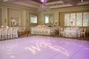 Pink Uplighting and Monogram Spotlight
