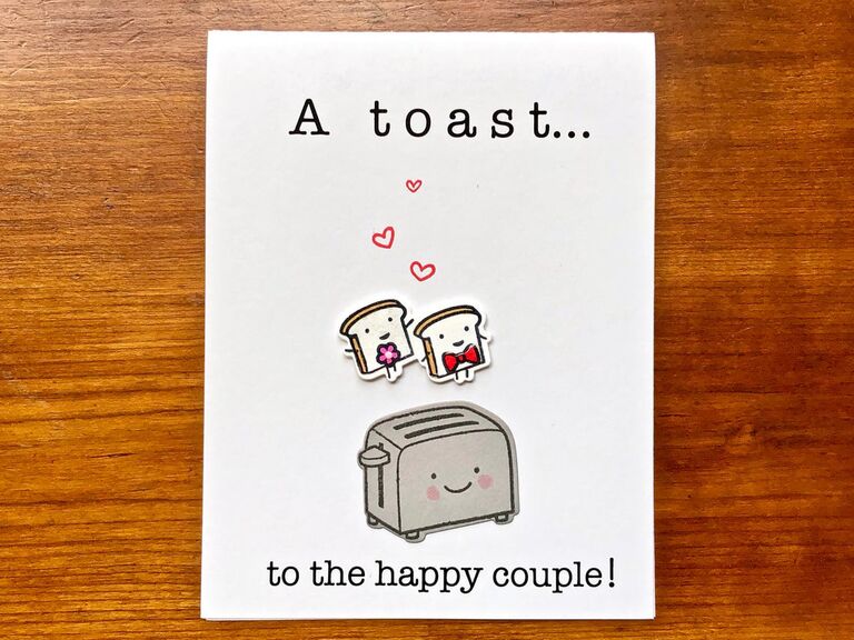 A toast to the Happy Couple wedding card