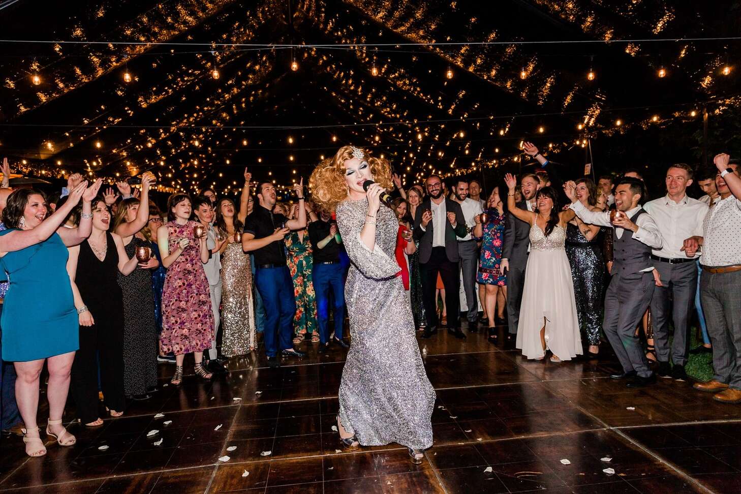 Drag queen at wedding reception | Honestweddingadvice.com