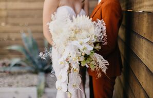 Cascading Wedding Bouquet With Orchids and Grasses