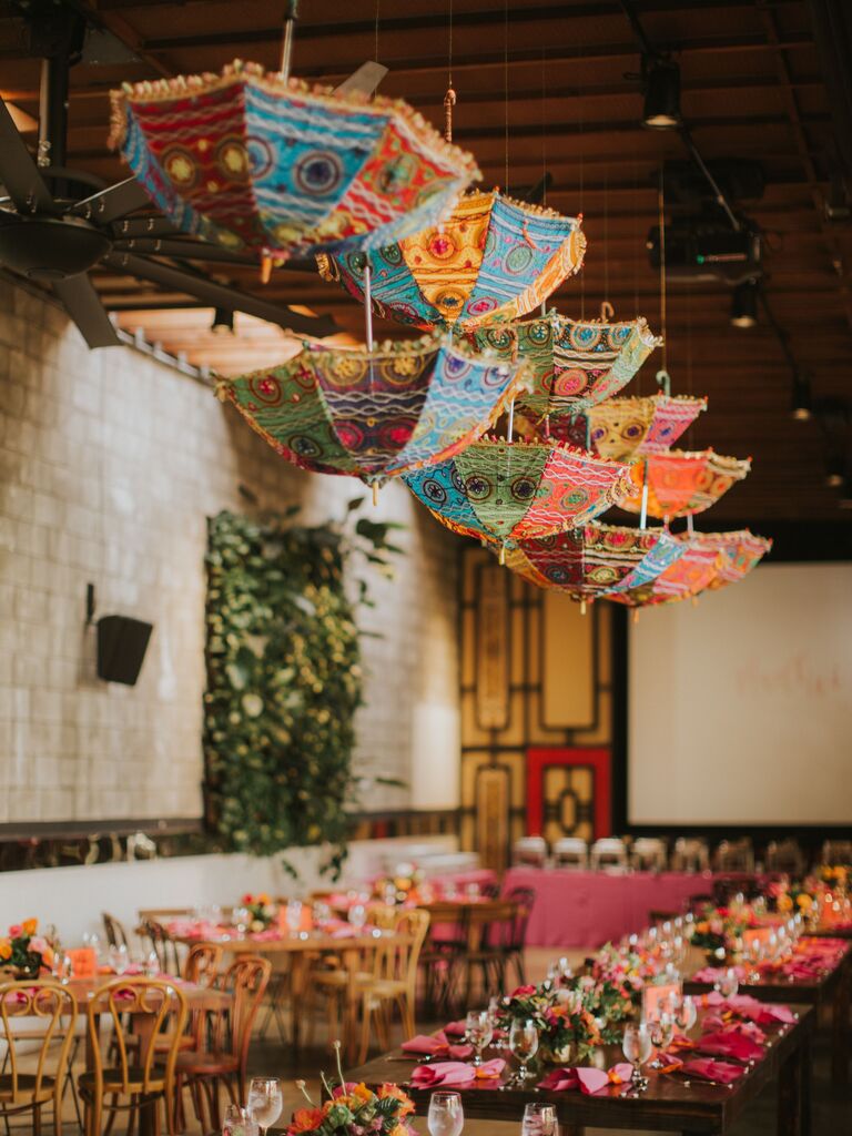 Decorative hanging umbrellas for your maximalist wedding