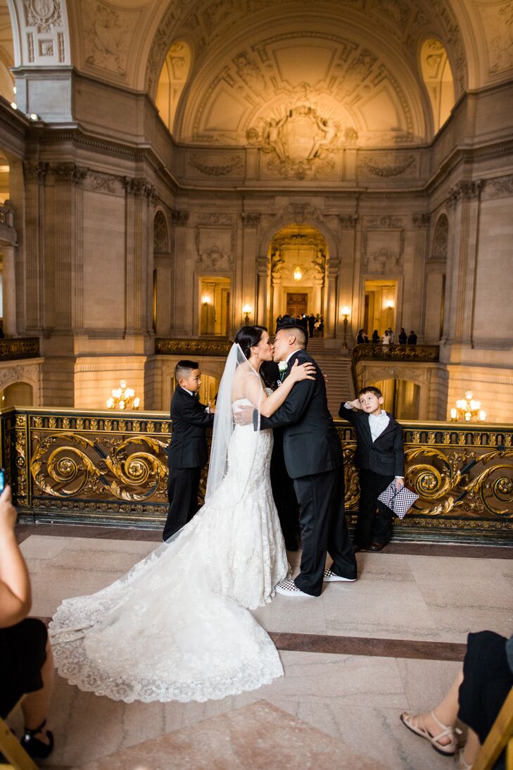 Bride and Groom's First Kiss