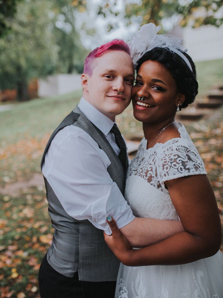 Couple hugging and smiling