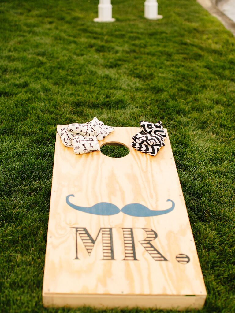 Lawn game at a backyard wedding