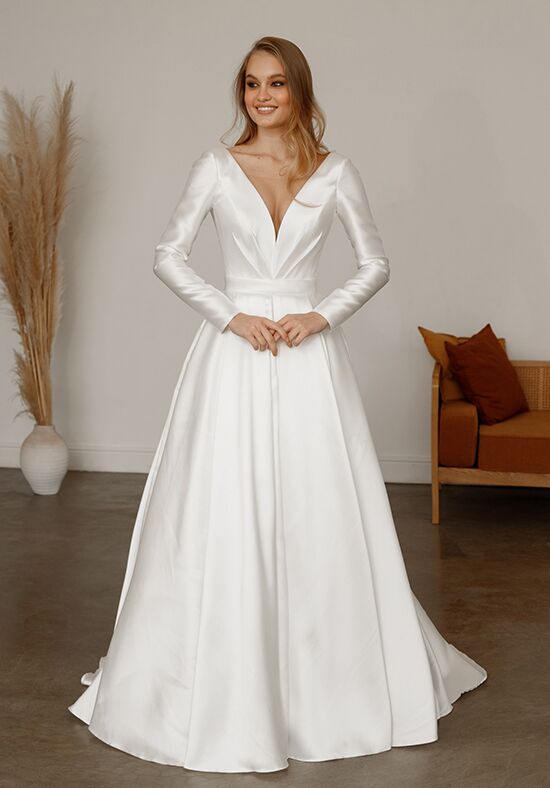 Olivia Bottega Mikado Wedding Dress Ester with Long Sleeves A-Line Wedding Dress - 1