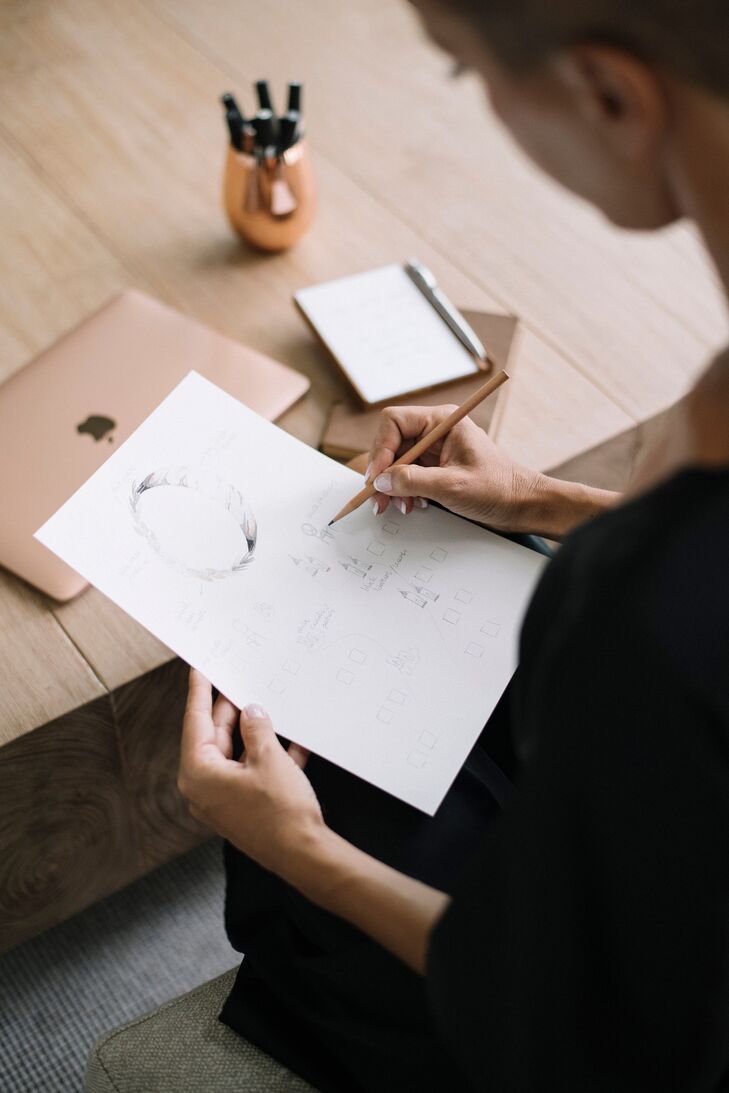 Event Planner Sketching Out Wedding Ceremony Design