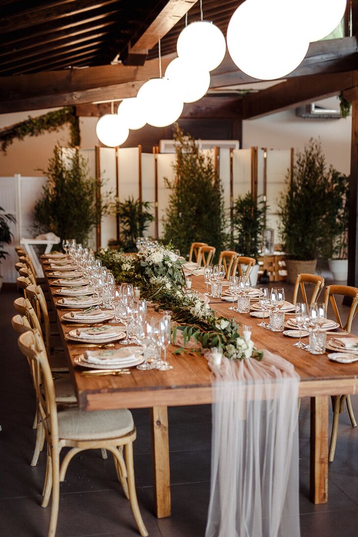 Wood Farm Table and Chairs at Reception in San Sebastian, Spain