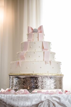 Tiered Round Wedding Cake with Bow
