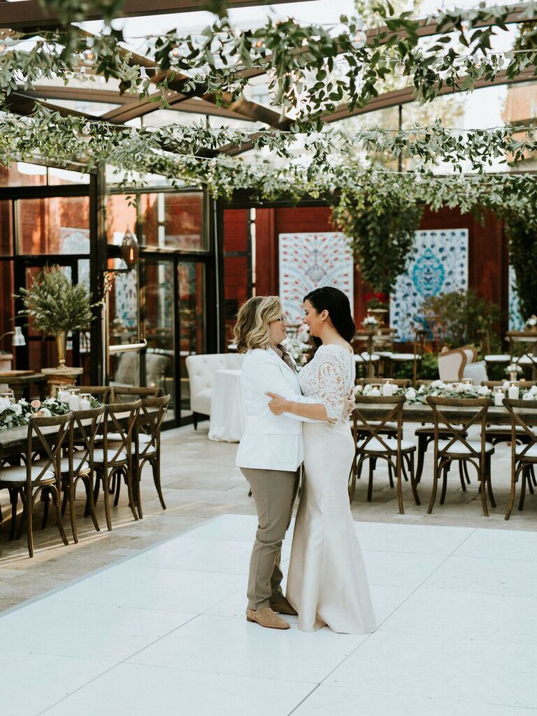 Couple slow dancing together