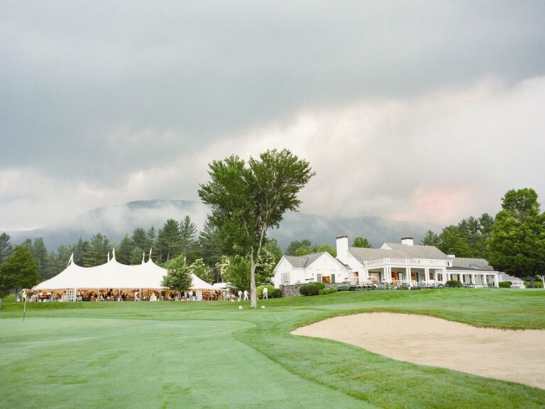 country club wedding venue at golf course with sperry reception tent