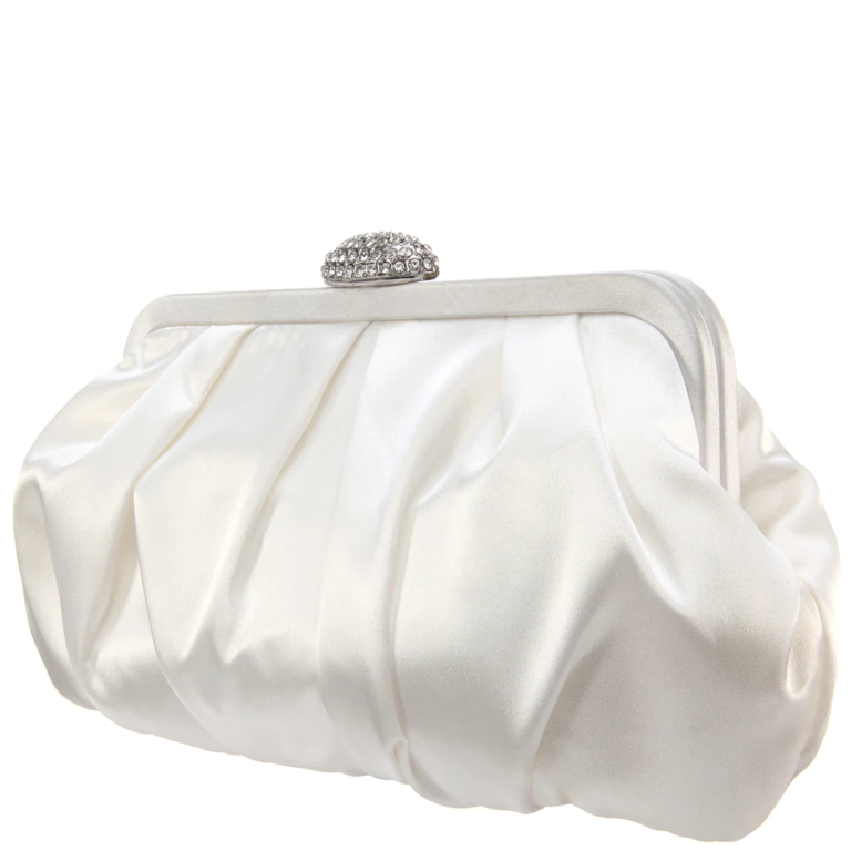Ivory satin bridal clutch from Nina