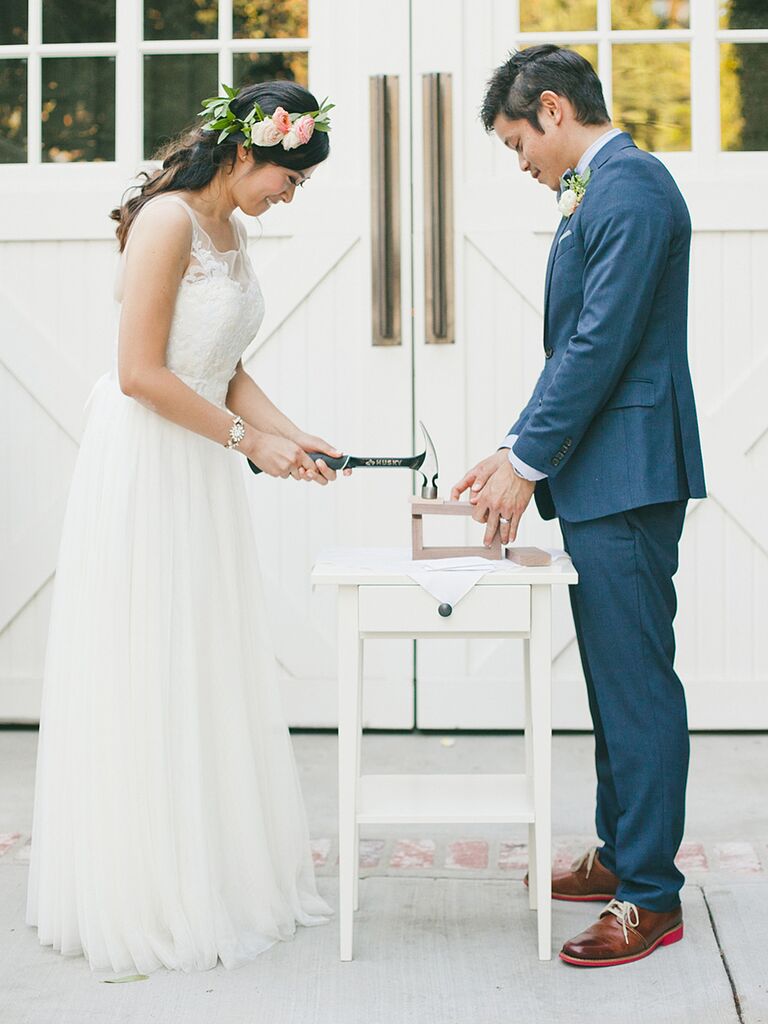 Sealing love letters into a box for a unity ceremony