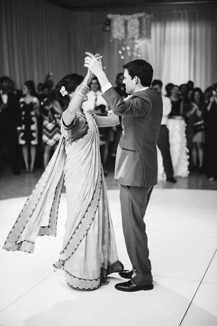 For the reception, Indhu traded in her bridal gown for a traditional Indian sari. They had their first dance to “Ain’t It Enough” by Old Crow Medicine Show. “We whole-heartedly identify with the lyrics and want to remember them forever,” Indhu says.