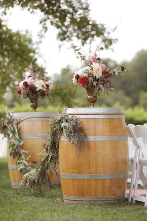 Wine Barrel Flower Arrangement Pedestals