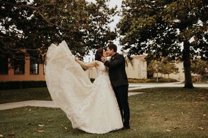 Couple Sharing Kiss During First Look at BLDG 177 in San Diego, California