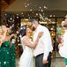 Couple Kisses During Bubble Grand Exit at Stone River in Columbia, South Carolina