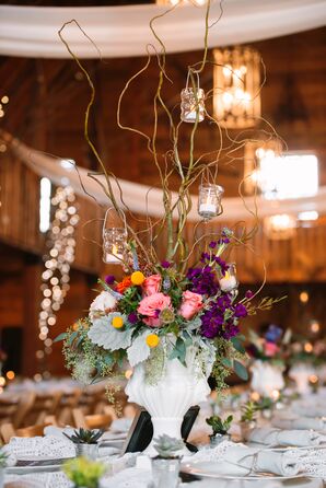 Oversize, Colorful Branch, Billy Ball, Lamb's Ear Centerpieces