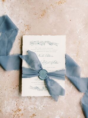 Blue-and-White Invitation for Cincinnati, Ohio, Wedding