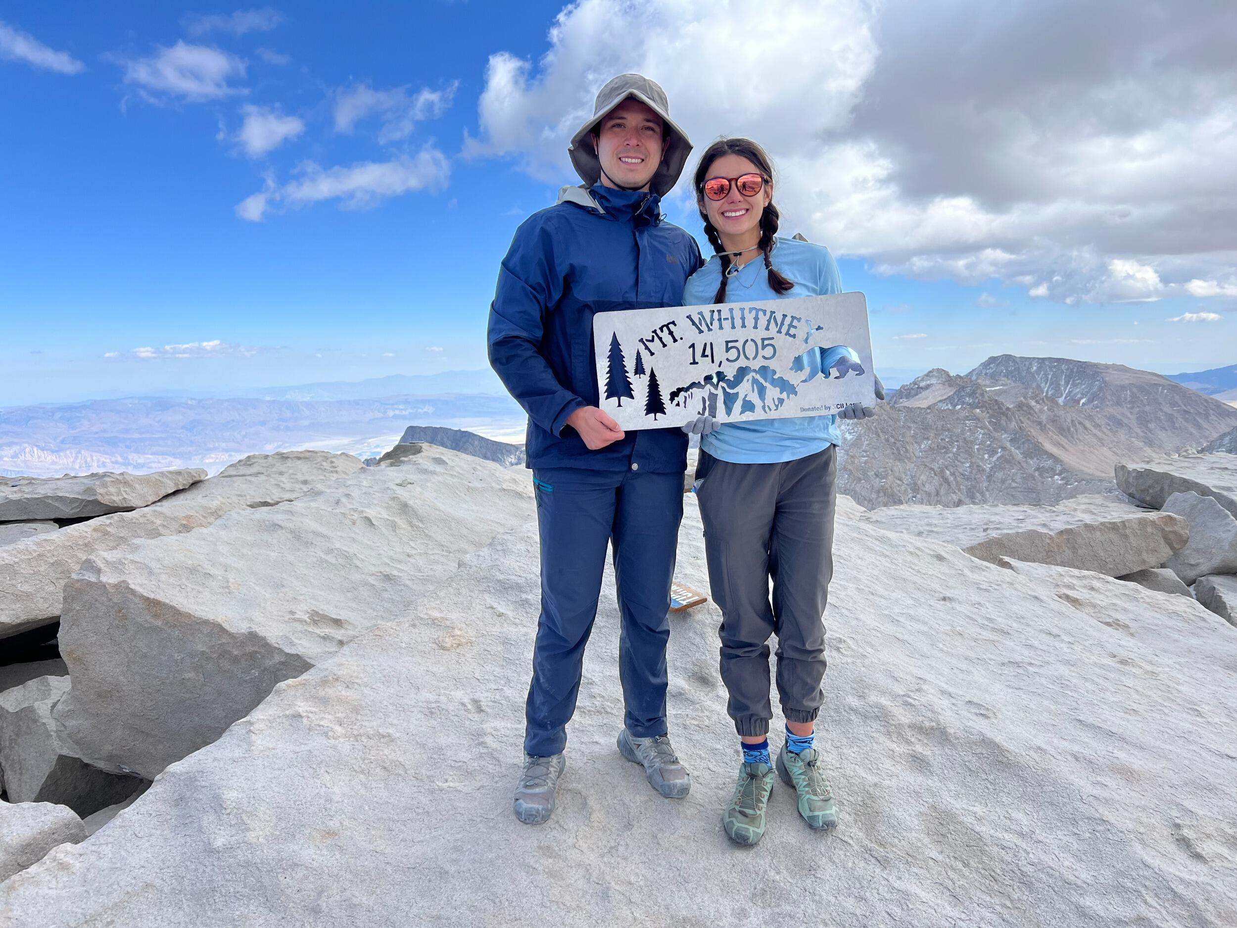 One of their big milestones was climbing the tallest mountain in the contiguous United States, Mt. Whitney! After a 12-hour road trip, pitching a tent at 12k feet, the couple then summited the 14,505-foot mountain. 