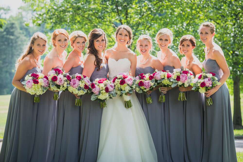 Strapless Slate Gray Bridesmaid Dresses